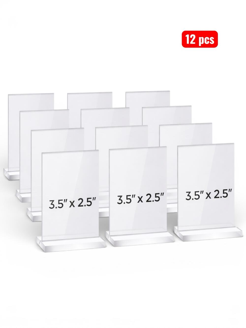 12pcs Mini Acrylic Sign Holder 2.5x3.5 Clear Photo Frame Double Sided